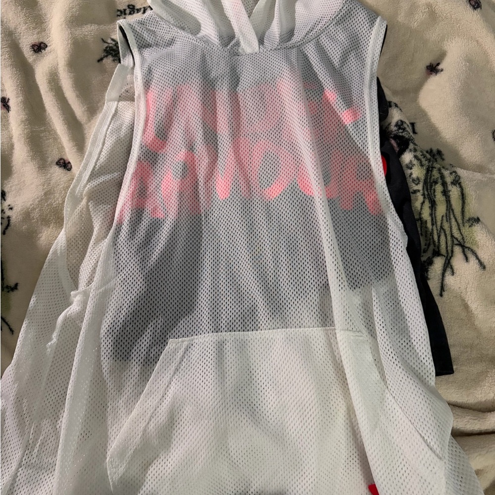 Under Armour White and Pink Kids Tank Top